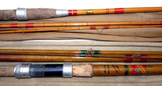 RODS: (2) Allcock Wizard 11' 3pce river rod, whole cane butt, split cane middle and tip, red whipped