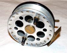 REEL: Bob James 4.5" alloy ball bearing trotting reel, ventilated polished drum, twin black handles,
