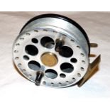 REEL: Bob James 4.5" alloy ball bearing trotting reel, ventilated polished drum, twin black handles,