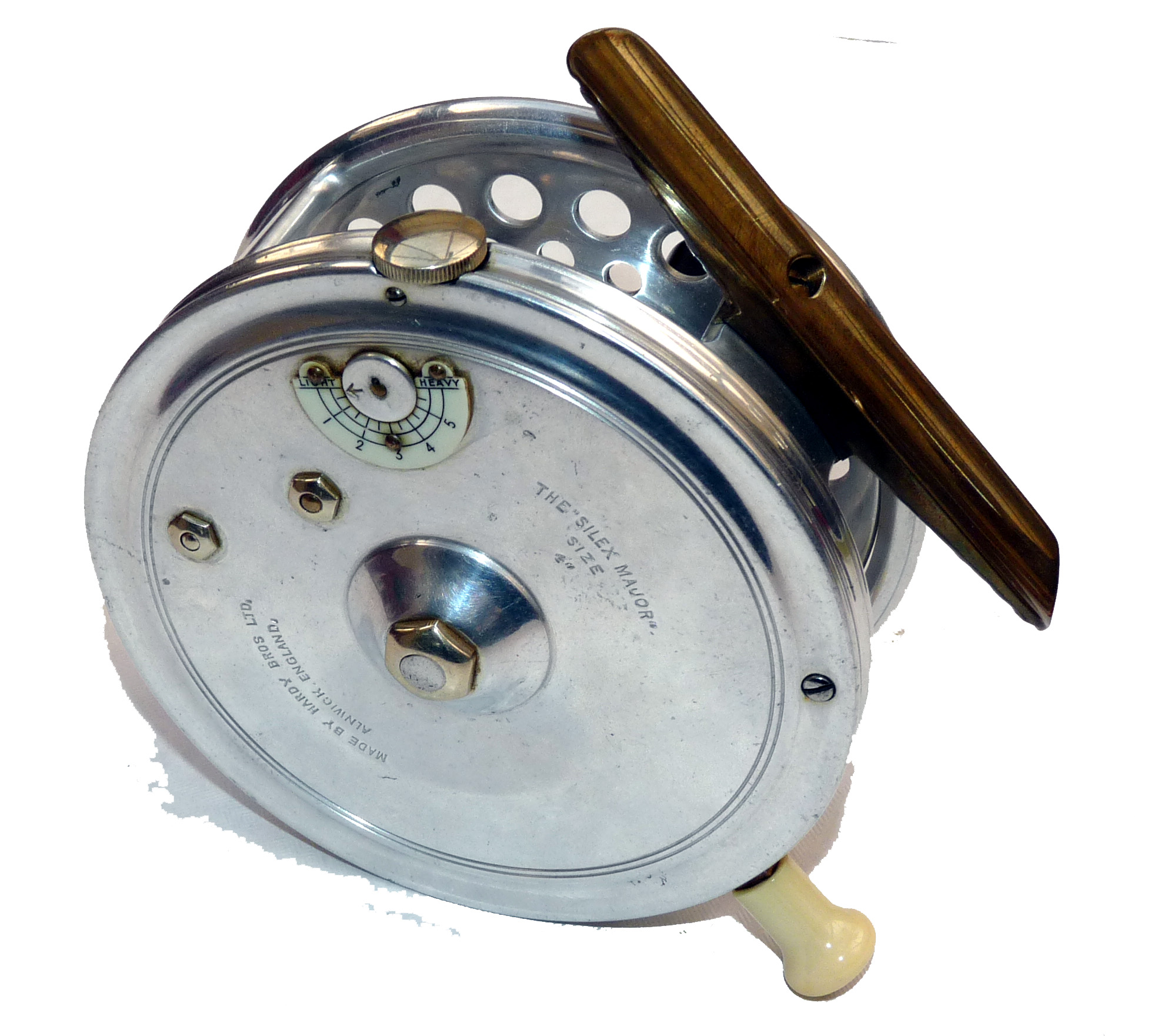 REEL: Rare Hardy The Silex Major 4" Hiduminium bright finish casting reel, twin black handles, - Image 2 of 3