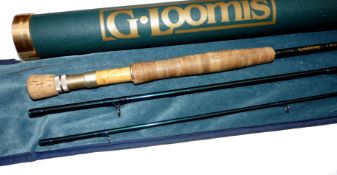 ROD: Loomis Triology 11' 3 pce carbon fly rod,  weight 6/7, green blank, green whipped snake guides,