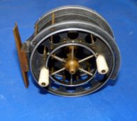 REEL: Early Allcock 3" alloy Aerial trotting reel, 6 spoke with tension regulator, face plate