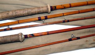RODS: (2) JS Sharpe "The Aberdeen" 13' 3 piece impregnated cane salmon fly rod, line rate 9,