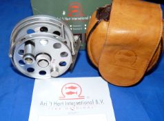 REEL: Ari T'Hart International BV Round 2 silver alloy high tech fly reel, in as new condition, rear