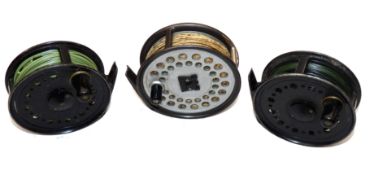 REELS: (3) Hardy Viscount 150 alloy salmon fly reel, U shaped line guide, Castle centre boss drum