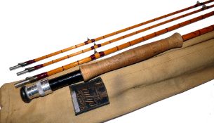 ROD: Hardy The Gold Medal Palakona 9' 3 pce with correct spare tip cane fly rod No H 21299, red