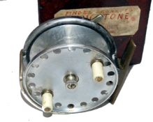 REEL: Hardy Longstone 3.25" wide drum alloy reel, twin ivorine handles, nickel central drum screw,