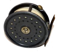 REEL: Dingley 4" Perfect style alloy salmon fly reel, internally stamped "D5", black handle, rim