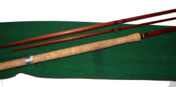 ROD: Sharpe's of Aberdeen 14' 3 piece spliced joint cane salmon rod, line rate 10, in fine