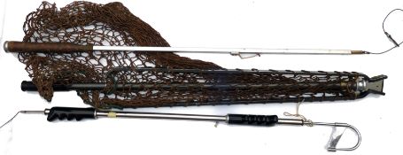 ACCESSORIES: (3) Fine Hardy Atlas heavy duty alloy framed salmon landing net, 25" arms with alloy