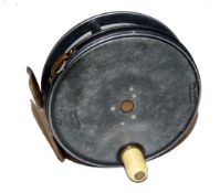 REEL: Early Hardy Perfect alloy trout fly reel, 3 5/8" diameter, Rod in Hand and straight line logos