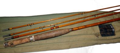ROD: Hardy The Hollolight 8'6" 3 piece + spare tip cane fly rod, No.H28515, spare tip 2" short,