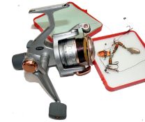 REEL & LURES: Mitchell Premium 400 rear drag spinning reel, concept copper spool, counter balanced