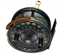 REEL: Hardy Silex Major alloy extra wide casting reel with factory brass rim brake, twin black