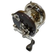 REEL: Edward Vom Hofe Model 621 hard rubber and German silver multiplier reel, 4-0 size, black