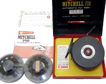 REEL & SPOOLS: (3) Garcia Mitchell 710 automatic fly reel in fine condition, fitted with line and