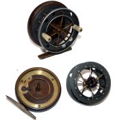 REEL: Rare Allcock's 3" Improved Coxon Aerial reel, 6 spoke with tension regulator, twin white