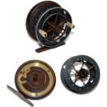 REEL: Rare Allcock's 3" Improved Coxon Aerial reel, 6 spoke with tension regulator, twin white