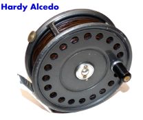 REEL: Rare Hardy Alcedo alloy fly reel, 3-7/8" diameter, ribbed alloy foot, rim tension regulator,