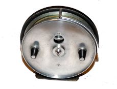 REEL: Hardy The Conquest 4 1/8" diameter drum alloy trotting reel, twin black tapered handles, 2
