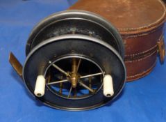 REEL & CASE: (2) Allcock Aerial Popular 4.5" alloy Centrepin reel, in fine condition, 6 spoke with