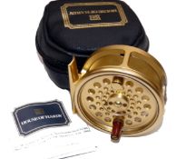 REEL:  Hardy The Sovereign Gold 5/6/7 trout fly reel in as new condition, wood handle, twin U shaped