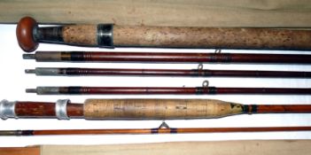 RODS: (2) Farlow & Co Ltd London 12'3 pce greenheart salmon fly rod c/w spare short top for heavy