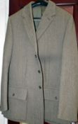 JACKET: John Brocklehurst Bakewell The Keepers Tweed Jacket, size 42" long, green satin lined, small
