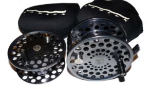 REEL &  SPOOL: (2) Lamson velocity V35 hi tech alloy salmon fly reel, 3.75" diameter, wide drum