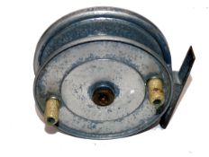 REEL: Scarce Blue Phantom Maker Redditch 4" wide drum alloy trotting, twin crazed handles, brass