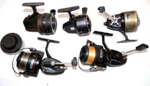 REELS: (5) Abu 506 closed face match reel, anti-reverse fitted, silver black finish, Daiwa 120m