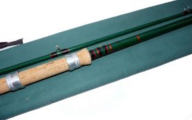 ROD: Fine Oliver's of Knebworth 10' 2 piece hollow glass carp/pike rod, in as new condition, green