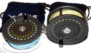 REEL & SPOOL: (2) Orvis CFO 6 Barstock alloy salmon reel, 4.25" diameter, double U shaped nickel