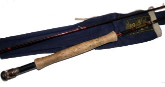 ROD: Hardy Graphite Deluxe 9'6", 2 piece trout fly rod, line rated 6/7, burgundy blank, lined butt