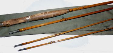 ROD: Hardy The Hollolight 8'6" 3 piece + spare tip cane fly rod, No.H35386, spare tip 2" short,