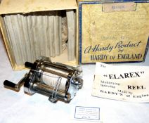 REEL: Fine Hardy Elarex chrome plated multiplier reel, level wind, check and brake controls,