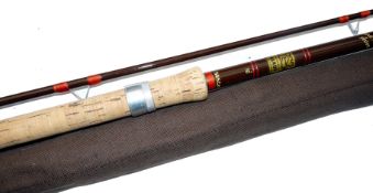 ROD: Hardy Richard Walker Avon 10' 2 piece brown hollow glass rod, red whipped high bridge guides,