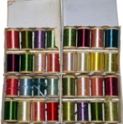 FLY TYING SILKS: (32) Collection of 32 early spools of Pearsall's Stout Floss in 4 original outer