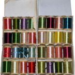 FLY TYING SILKS: (32) Collection of 32 early spools of Pearsall's Stout Floss in 4 original outer