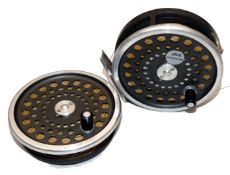 REEL & SPOOL: (2) Hardy Marquis No.10 alloy fly reel, U shaped line guide, backplate tension