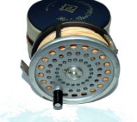 REEL: Hardy Marquis Salmon No.1 alloy fly reel, U shaped line guide, black handle, backplate tension