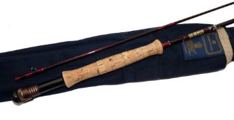 ROD: Hardy Graphite Deluxe 9' 2 piece trout fly rod, line rate 5/6, burgundy blank, burgundy/red