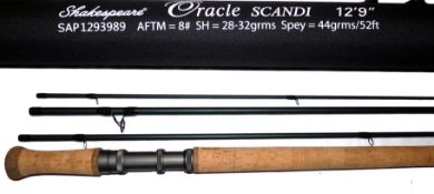 ROD: Shakespeare Oracle  Scandi 12'9" 4 piece graphite salmon fly rod, line rate 8 Speycaster,