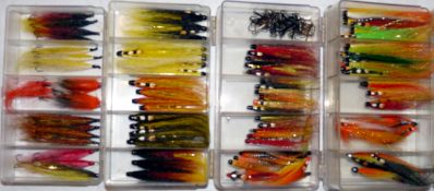 FLIES (Qty): Collection of modern salmon flies for spring and autumn, various patterns inc. many