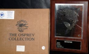 TROPHY: Osprey Collection Bonefish Trophy engraved on nickel plate by Keith Linsell, England, with