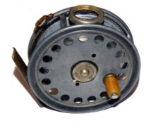 REEL: Early Hardy St George 3.75" alloy fly reel, 3 screw latch, ivory handle, large arbour drum,