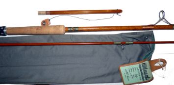 ROD: Unusual Milward Spinflex 8'2" staggered ferrule fibreglass spinning rod with 8" split cane
