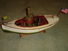 A Live Steam Model Boat Scratch built, single cylinder, later fitted for radio control. 19