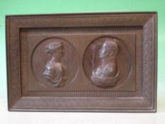 A 19th Century Iron Portrait Plaque Containing a pair of relief profiles of Frederick William 111 of