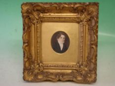 English Miniaturist Circa 1820 Portrait of a gentleman, he in a black coat with white stock and